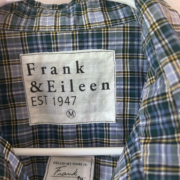 Frank & Eileen “Frank” Blue Green Yellow Plaid Shirt Medium - Picture 3 of 8
